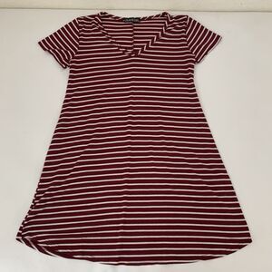 Due Time Maternity T-Shirt Dress Women S Red White Stripe Casual Preppy Nautical